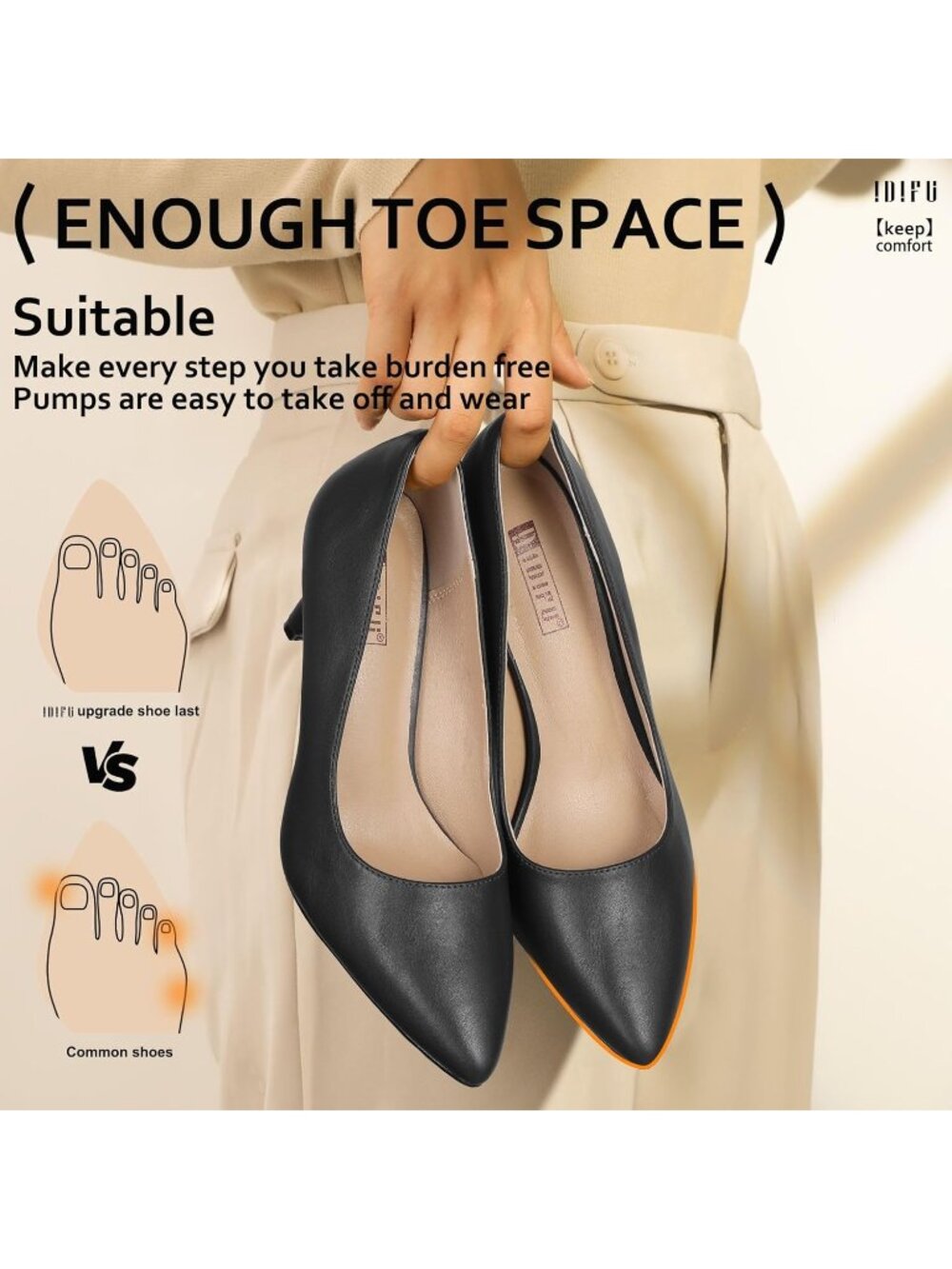Women's Black Pu Stiletto Pointed Closed Toe High Heels Comfortable Pumps Shoes - Picture 4 of 6